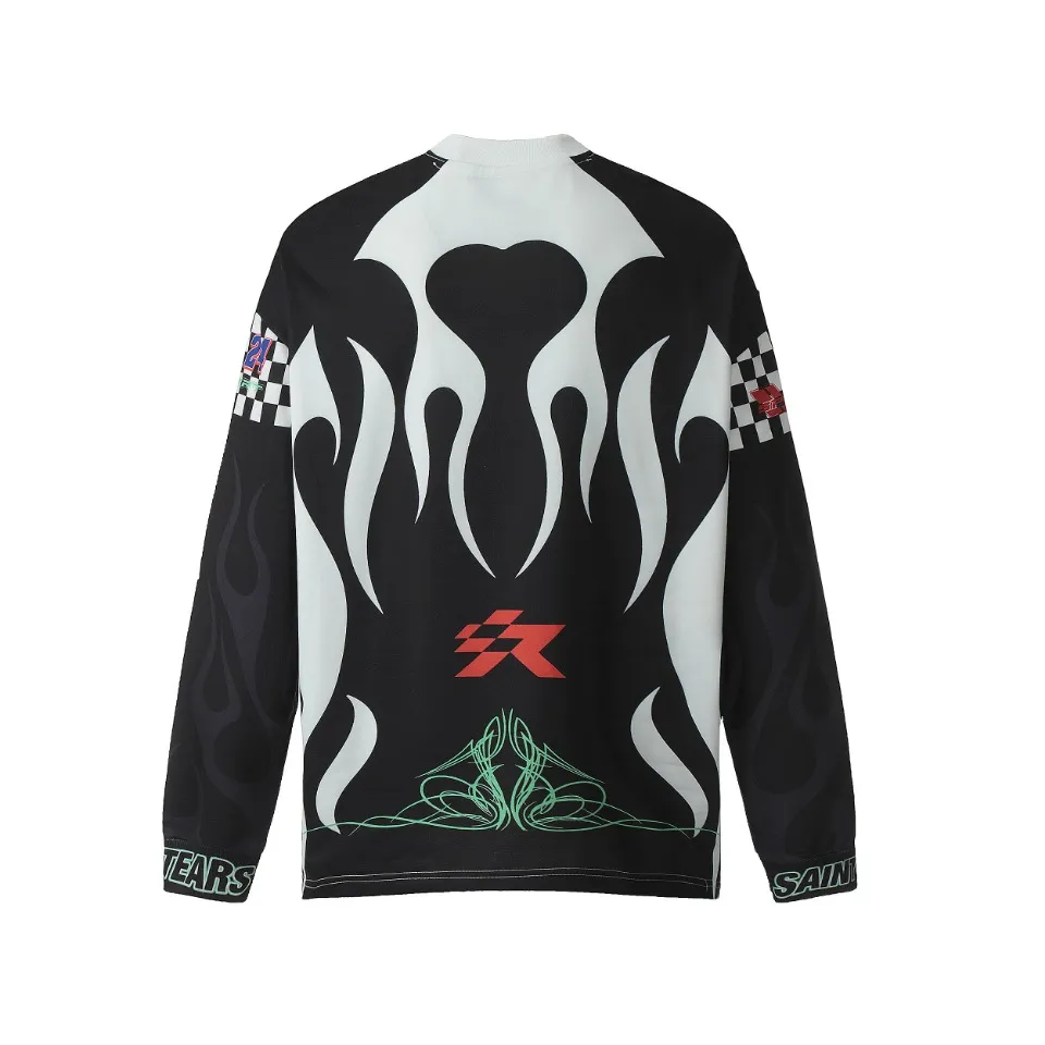 Saint michael tears all-over printed long-sleeved vintage autumn and winter T-shirt Style number: 121 Size: M L XL Wholesale price: 136 Color: black orange
